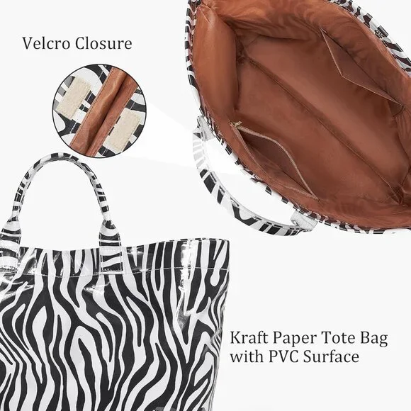 Trendy Women's Checkered PVC Tote Bag Large Waterproof Lightweight - Picture 4 of 5